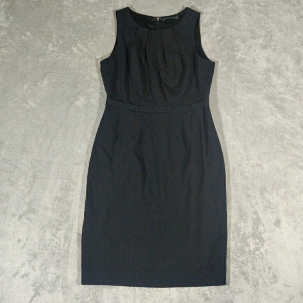 Tahari Dress‎ Womens 8 Black Sleeveless Scoop Neck Zip Closure Work wear - Picture 4 of 8